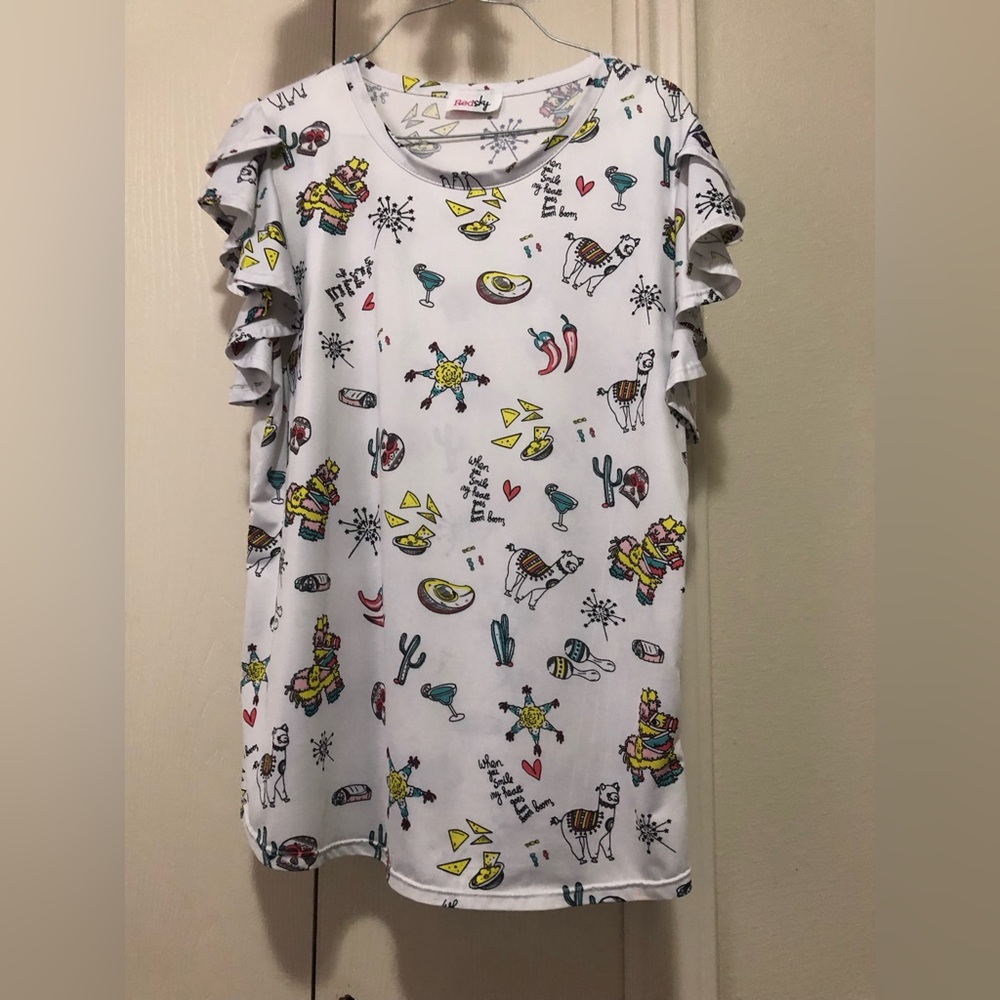 Extra Large casual shirt with fun sleeves Mexica party prints